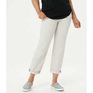 LOGO by Lori Goldstein Cream Straight Leg Pants Versatile Casual Wear
